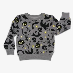Little Sleepies Grey Glowing Ghouls Sweatshirt, Size 2T